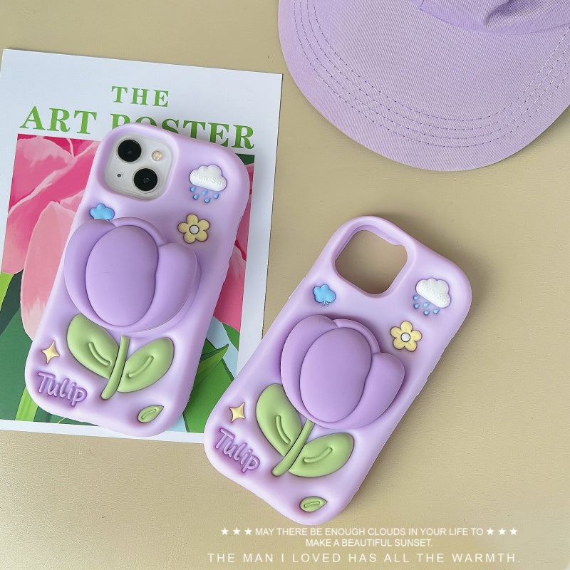 Purple Tulip iPhone Case with Stand