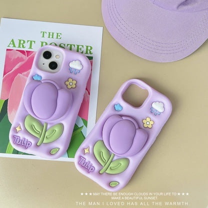 Purple Tulip iPhone Case with Stand