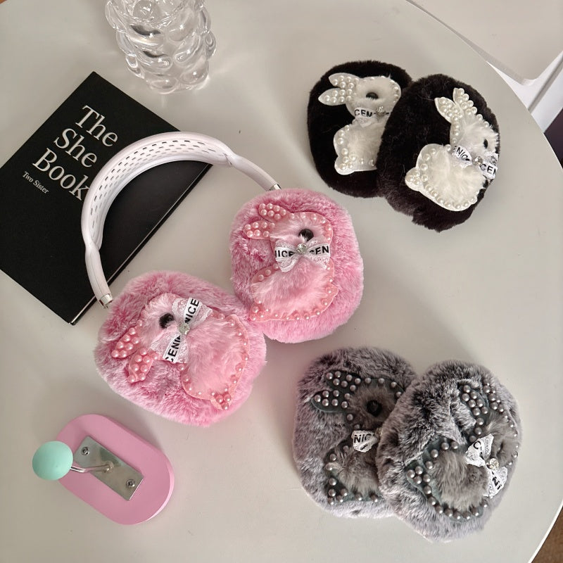 Pearl Bunny Plush Gray AirPods Max Case