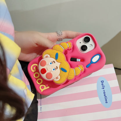 Lipstick Makeup Girl Stand Hot Pink iPhone Case