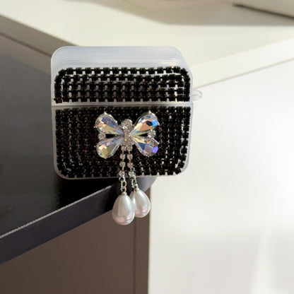 Pink Teardrop Rhinestone Butterfly AirPods Case