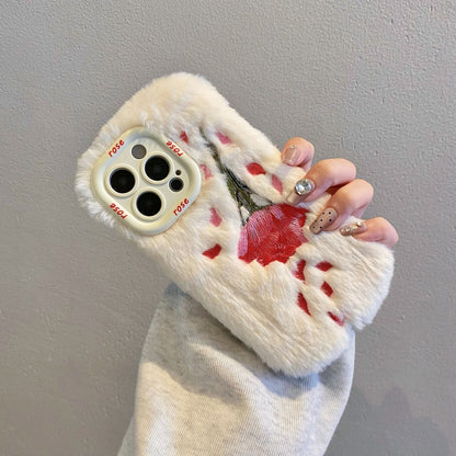 Fuzzy Floral Rose Pink iPhone Case