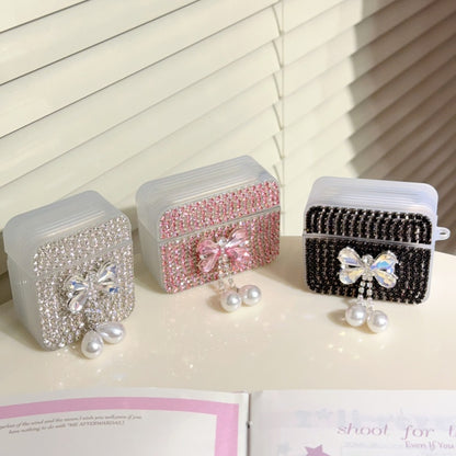 White Teardrop Rhinestone Butterfly AirPods Case