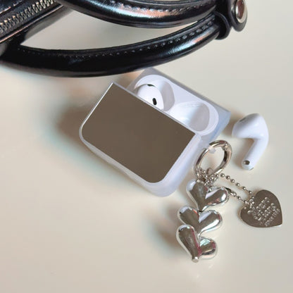Mirror AirPods Case with Heart Charm Strap