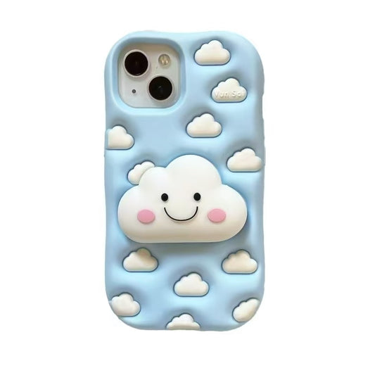 Cute White Cloud Stand Sky Blue iPhone Case