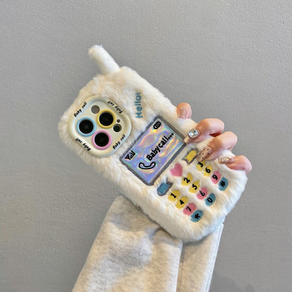 White Retro Handset Plush iPhone Case