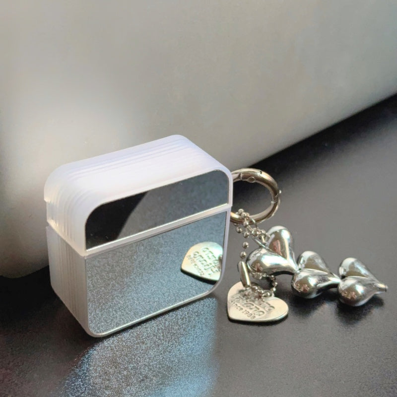Mirror AirPods Case with Heart Charm Strap