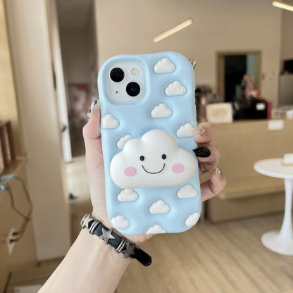 Cute White Cloud Stand Sky Blue iPhone Case