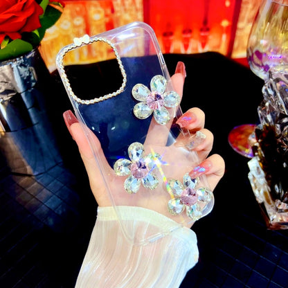 Glittering Large Rhinestones Five-petal Flower iPhone Case