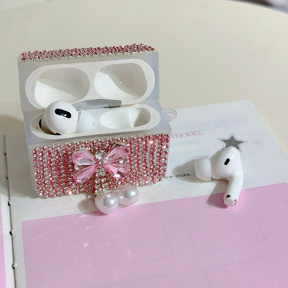Pink Teardrop Rhinestone Butterfly AirPods Case