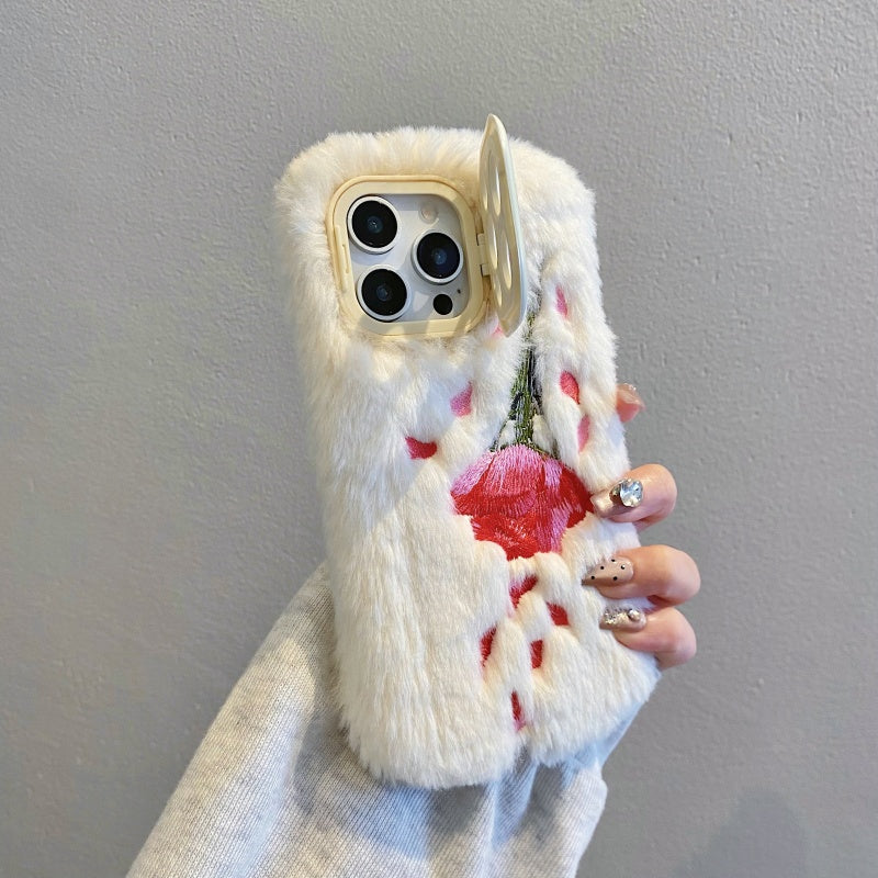 Fuzzy Floral Rose Pink iPhone Case