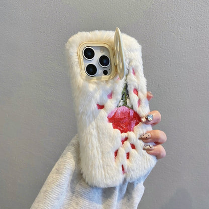 Fuzzy Floral Rose Pink iPhone Case