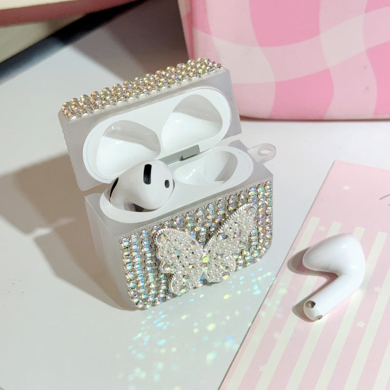 Rhinestone Pearl Butterflyl AirPods Case