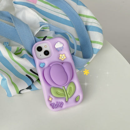 Purple Tulip iPhone Case with Stand
