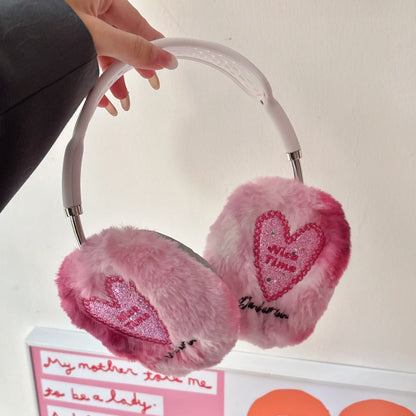 Glitter Heart Plush Gray AirPods Max Case