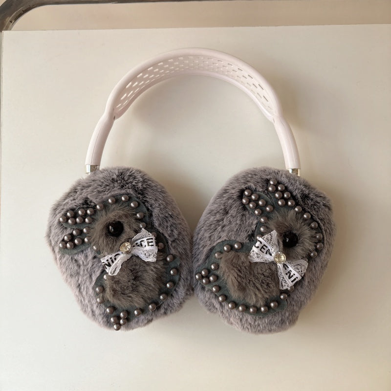 Pearl Bunny Plush Gray AirPods Max Case